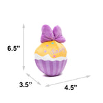 Dog Toy Squeaker Plush - Daisy Duck Script Cupcake with Pink Bow
