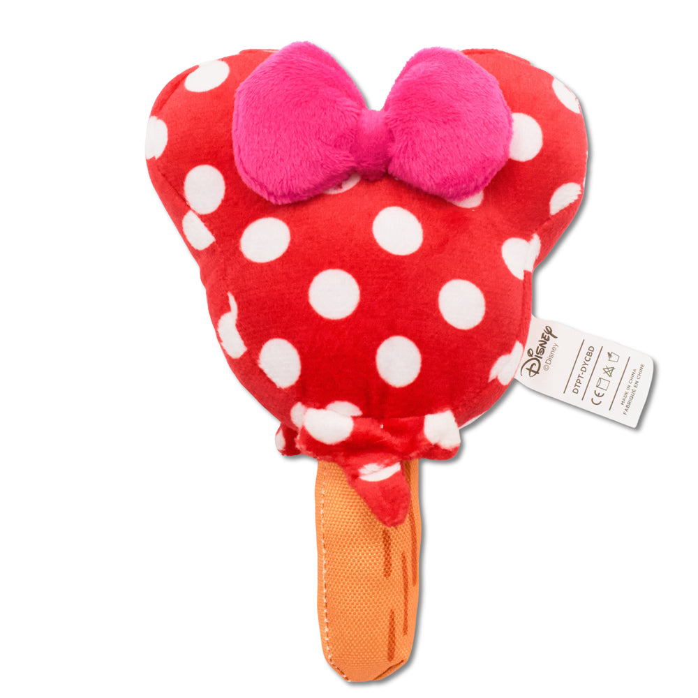 Dog Toy Squeaker Plush - Minnie Mouse Ice Cream with Ears and Bow Red