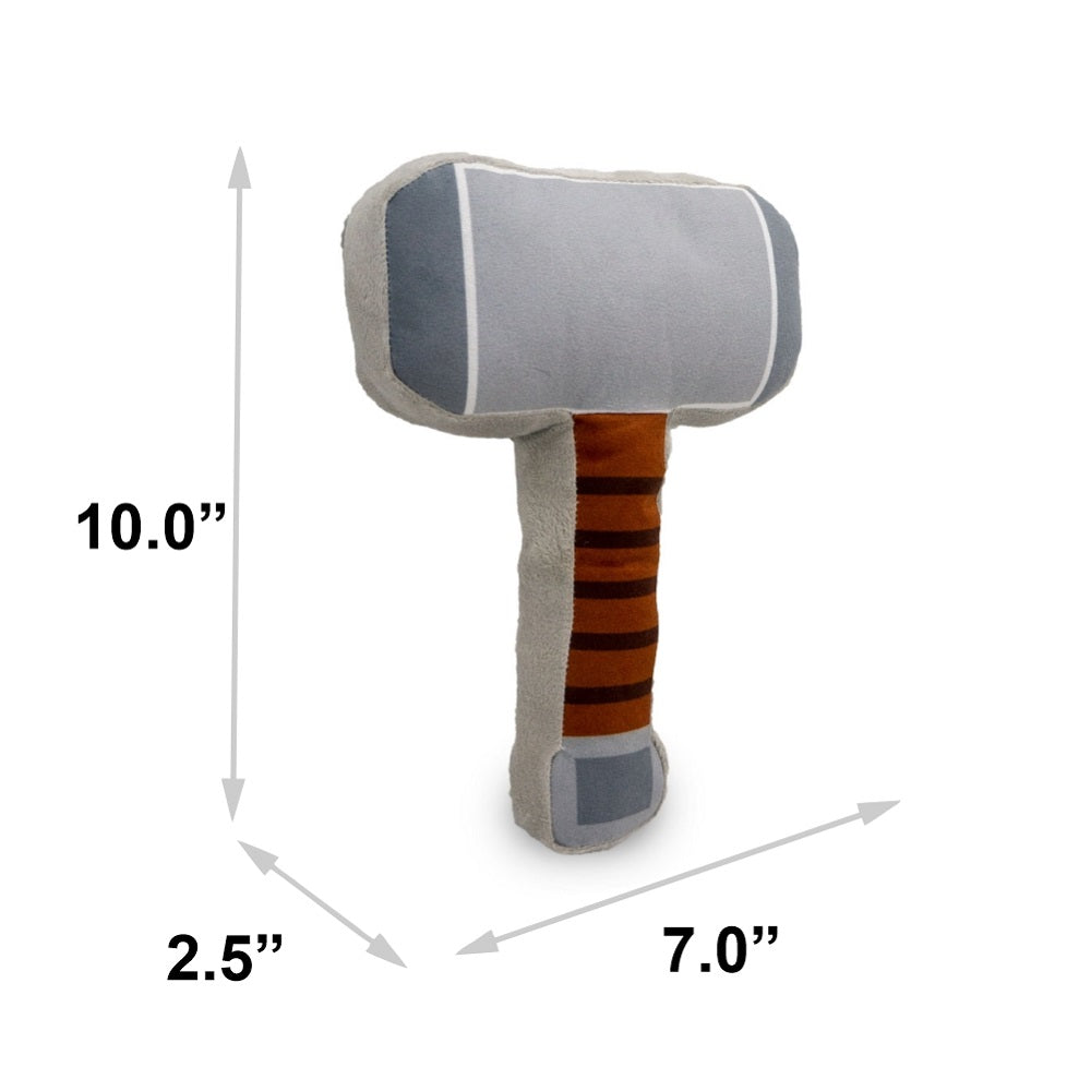 Dog Toy Squeaker Plush - Thor's Hammer Grays Browns 