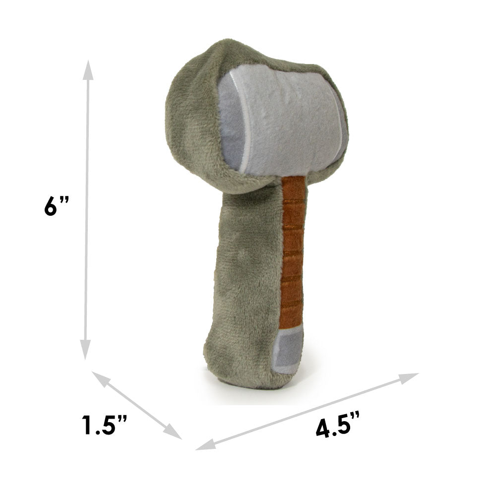 Dog Toy Squeaker Plush - Thor's Hammer Grays Browns 