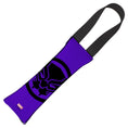 Load image into Gallery viewer, MARVEL AVENGERS 

Dog Toy Squeaky Tug Toy - Black Panther Standing Pose + Black Panther Icon Purple/Black + BLACK Handle Webbing

