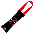 Load image into Gallery viewer, MARVEL DEADPOOL

Dog Toy Squeaky Tug Toy - Deadpool Face + Deadpool Logo2 Black/Red/White - RED Handle Webbing
