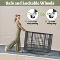 Load image into Gallery viewer, 37" Stackable Heavy Duty Dog Kennel with safe, lockable wheels for easy mobility and secure positioning.
