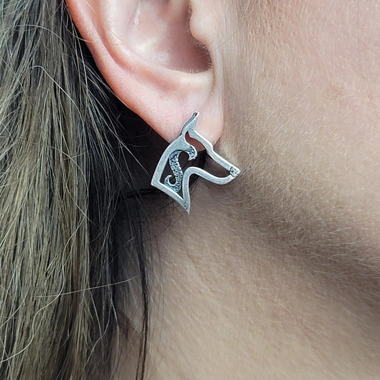Sterling Silver Doberman Pinscher Post Earrings