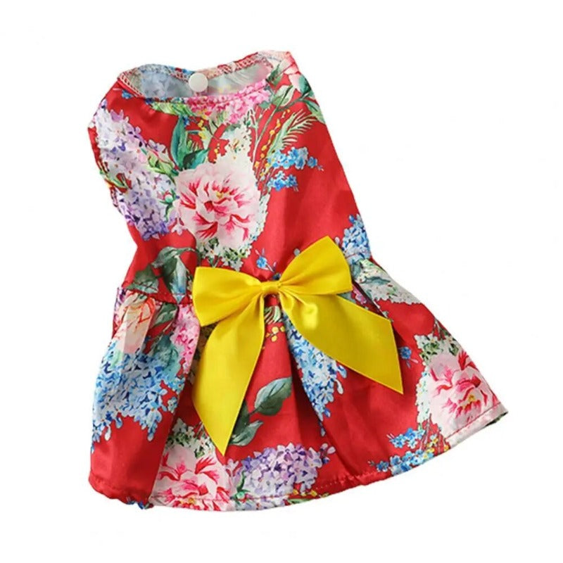 Red Floral Dog Party Dress - Southlake Paws