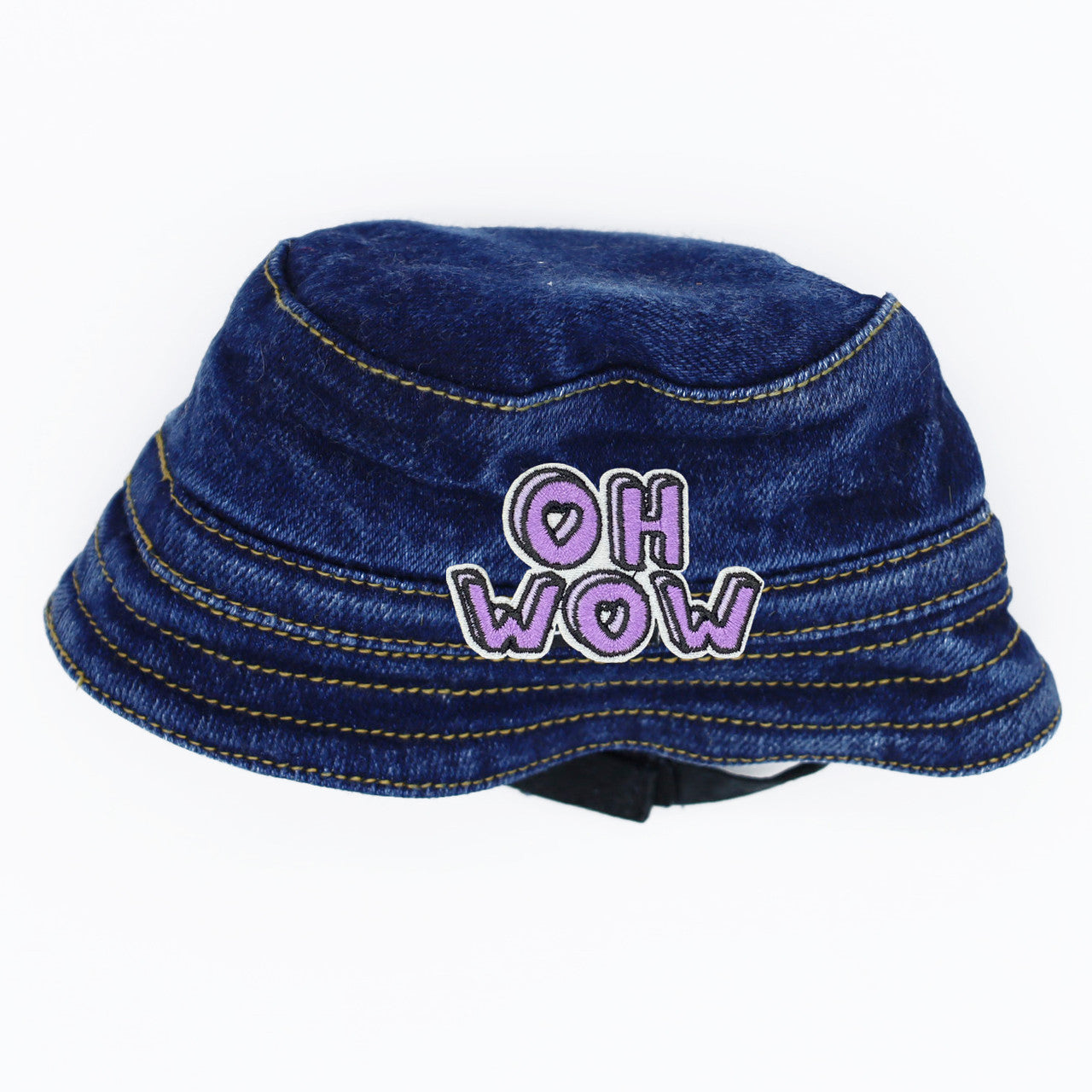 Dog Denim Bucket Hat - Purple Oh Wow Patch for dogs