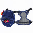 Load image into Gallery viewer, Doggie Denim Backpack Harness Vest - Chihuahua Patches back view
