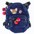 Load image into Gallery viewer, Doggie Denim Backpack Harness Vest - Chihuahua Patches back view
