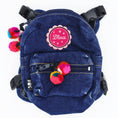 Load image into Gallery viewer, Doggie Denim Backpack Harness Vest - Diva Patches back view
