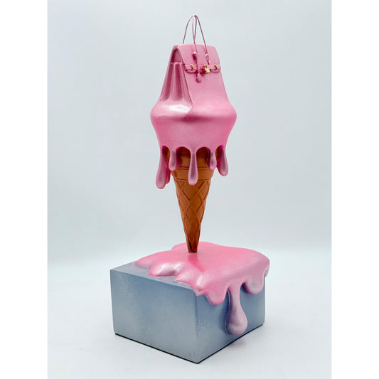 Melty Bag Sculpture - Metallic Pink & Grey Edition - metallic pink pink and grey grey melty bag sculpture, luxury sculpture…
