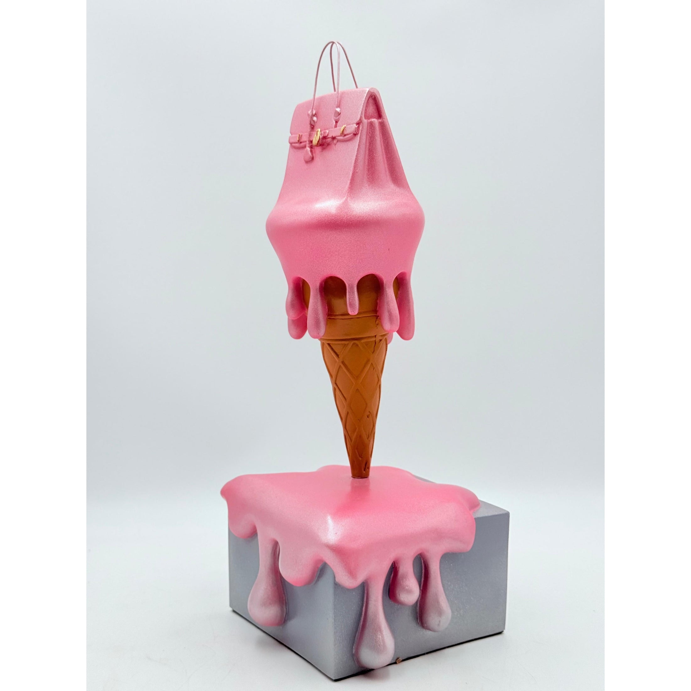 Melty Bag Sculpture - Metallic Pink & Grey Edition - metallic pink pink and grey grey melty bag sculpture, luxury sculpture…