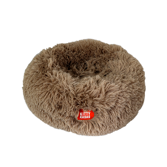 Kitty Kasa Plush Donut Cat Bed Brown Plush