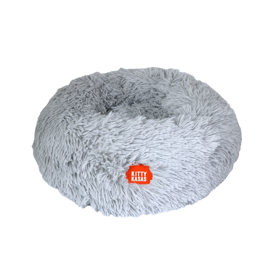 Kitty Kasa Plush Donut Cat Bed Grey Plush