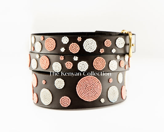 TKC Dots Pink Beaded Dog Collar