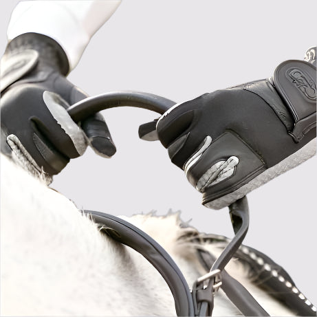 Double Neck Strap Extra Long Add-On Strap by Southlake Paws, featuring a close-up of gloved hands gripping the strap.