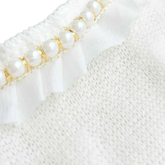 Hello Doggie Dream Pearls Dog Sweater Ivory Faux Fur Cotton Handmade Dog Sweaters