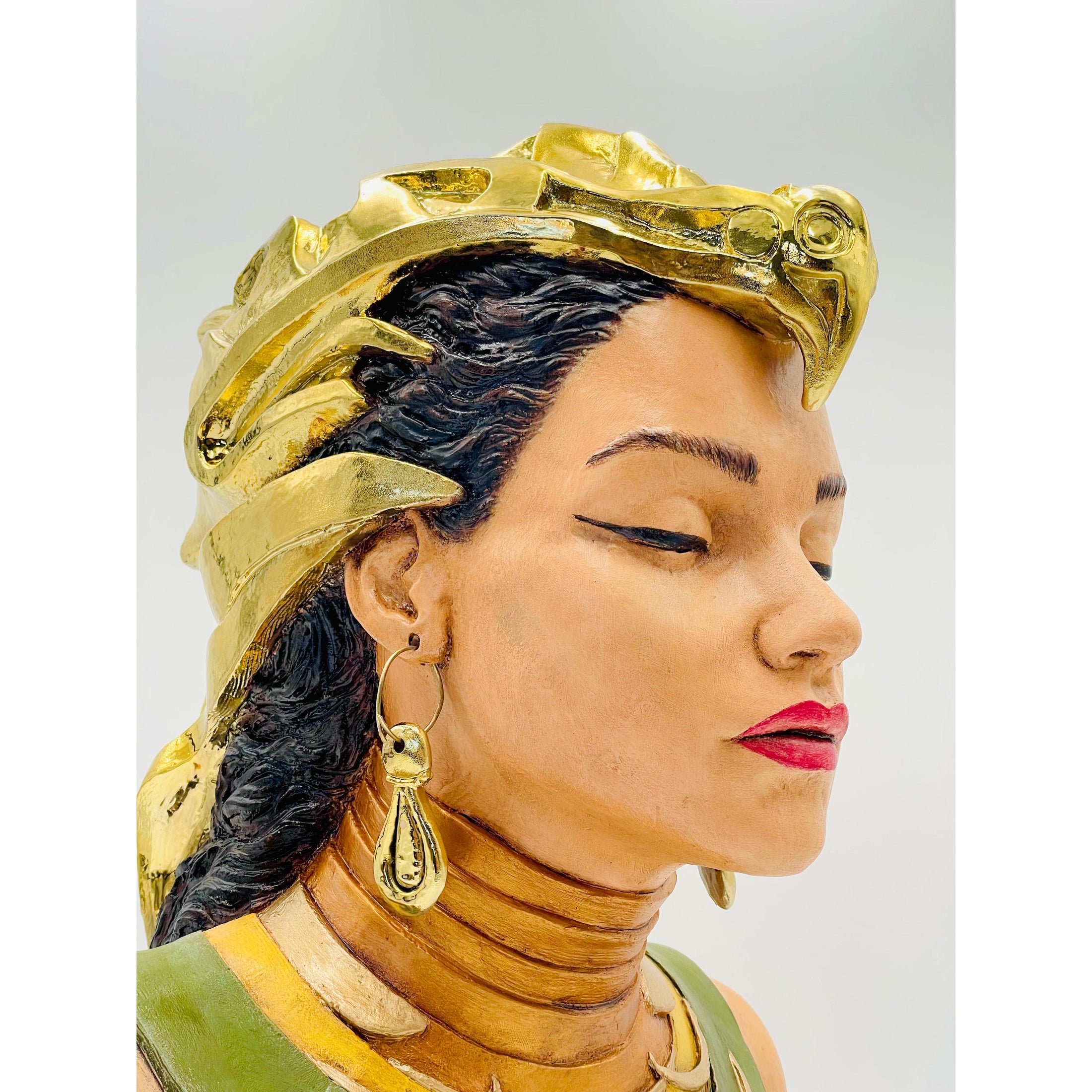 Dryope Sculpture - Gold Chrome Helmet - gold chrome helmet dryope sculpture, luxury sculpture, product image 5