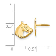 Kids Horse Head Screw Back Post Earrings in 14k Yellow Gold