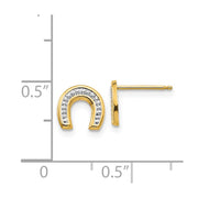 Kids 14k Yellow Gold & White Rhodium Two-Tone Horseshoe Post Earrings