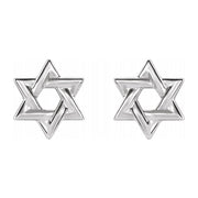 14K Yellow, White or Rose Gold Star of David Post Earrings, 9.5mm