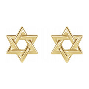 14K Yellow, White or Rose Gold Star of David Post Earrings, 9.5mm