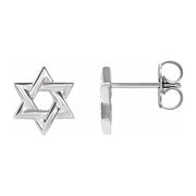 Sterling Silver Star of David Post Earrings, 9.5mm