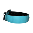 Load image into Gallery viewer, The Tiffany Collection. Gorgeous Turquoise Blue Embossed Croc Italian Leather/Custom Silver Swarovski Crystal Hardware Collar.
