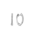 Load image into Gallery viewer, OLIVE & CHAIN Diamond Signature Huggie Hoop Earring - White Gold, Pair
