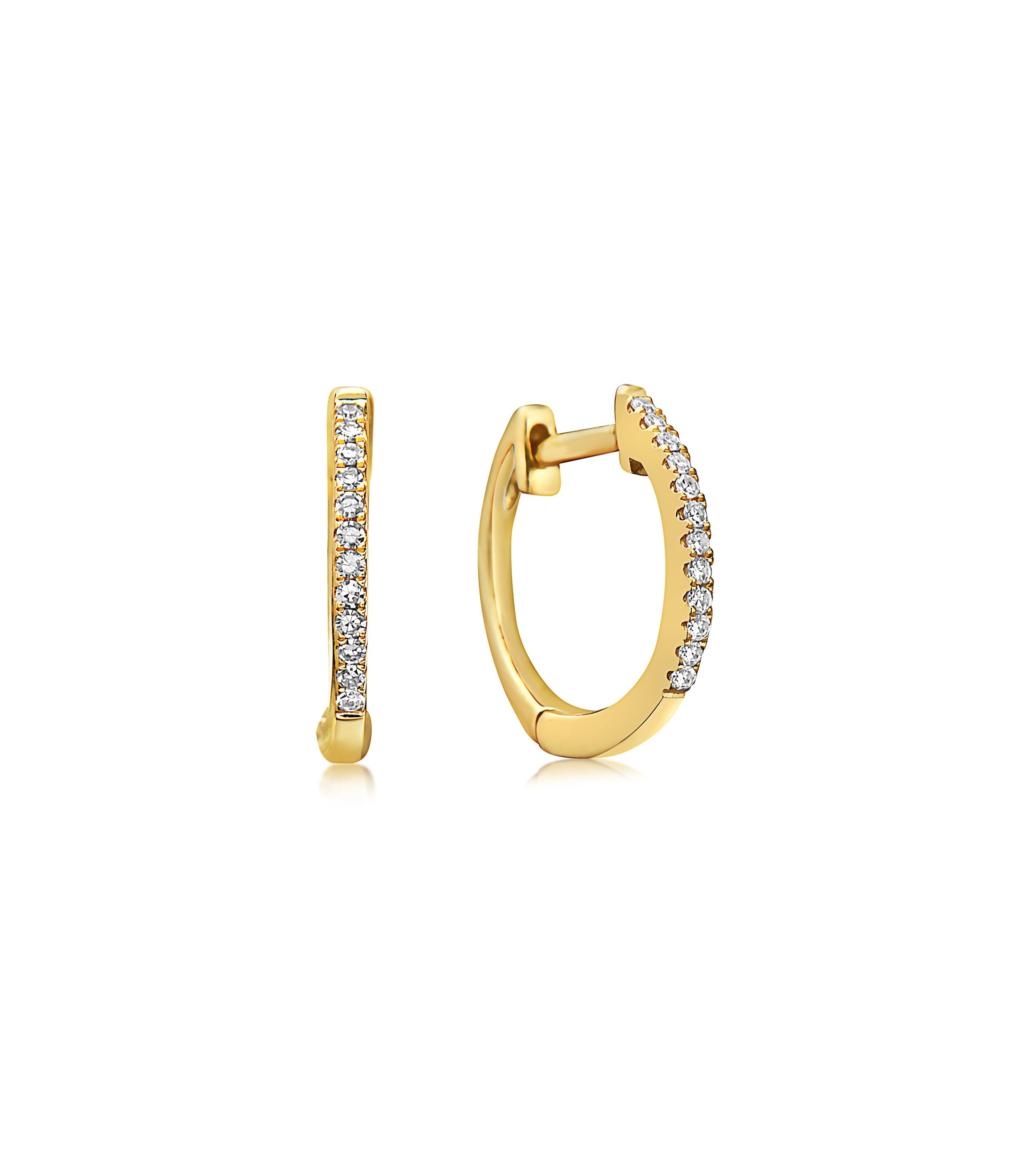 OLIVE & CHAIN Diamond Signature Huggie Hoop Earring - White Gold, Single