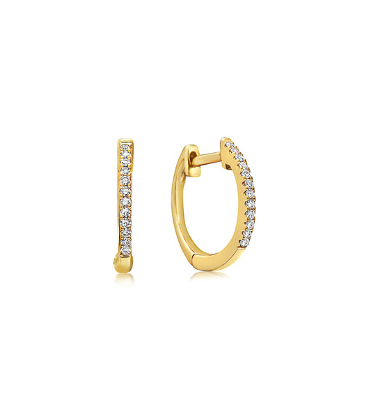 OLIVE & CHAIN Diamond Signature Huggie Hoop Earring - White Gold, Single