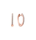 Load image into Gallery viewer, OLIVE & CHAIN Diamond Signature Huggie Hoop Earring - Yellow Gold, Pair
