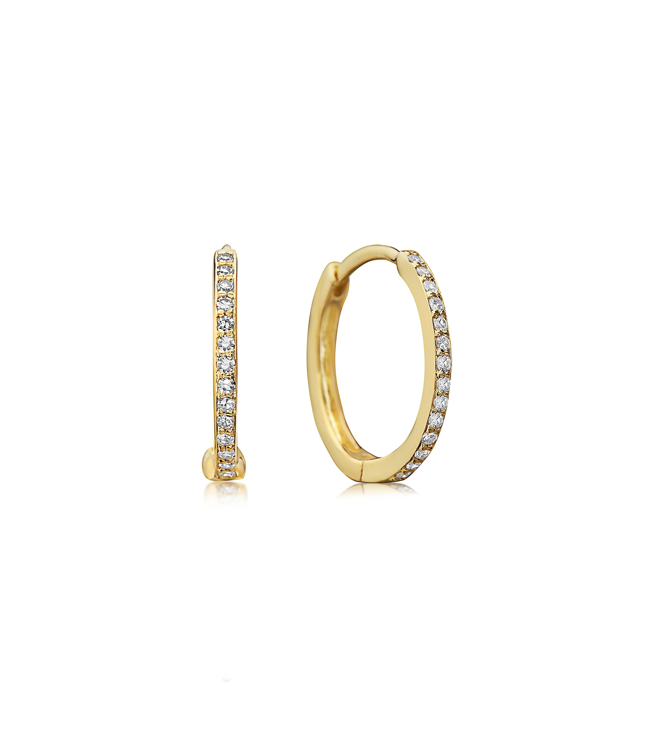 OLIVE & CHAIN Diamond 15mm Huggie Hoop Earring - Yellow Gold