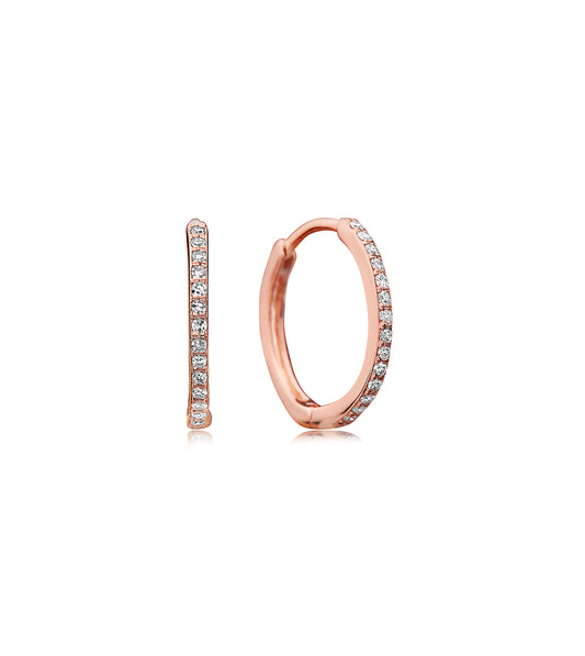 OLIVE & CHAIN Diamond 15mm Huggie Hoop Earring - Rose Gold