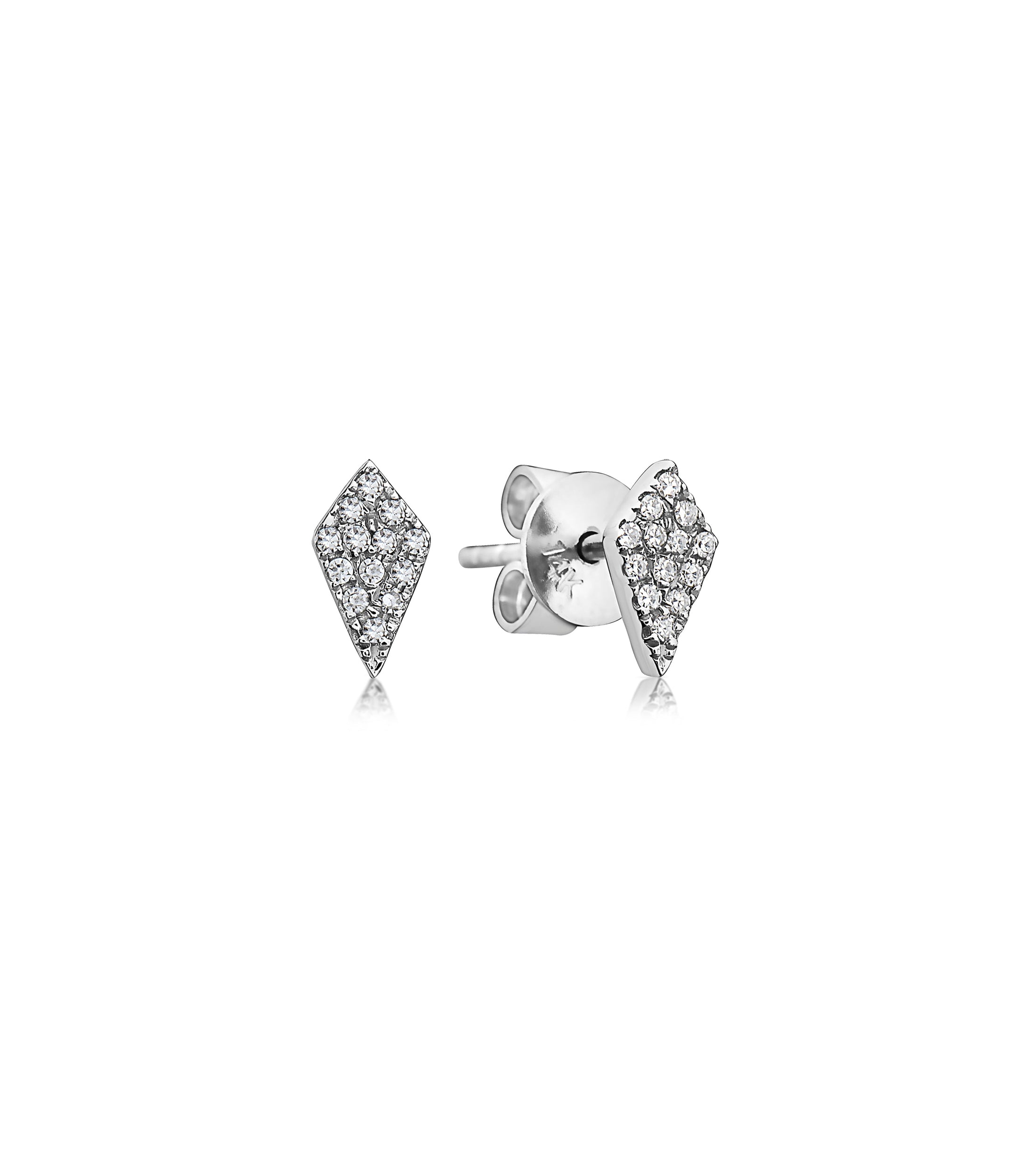 OLIVE & CHAIN Diamond Kite Stud Earring - White Gold, Pair