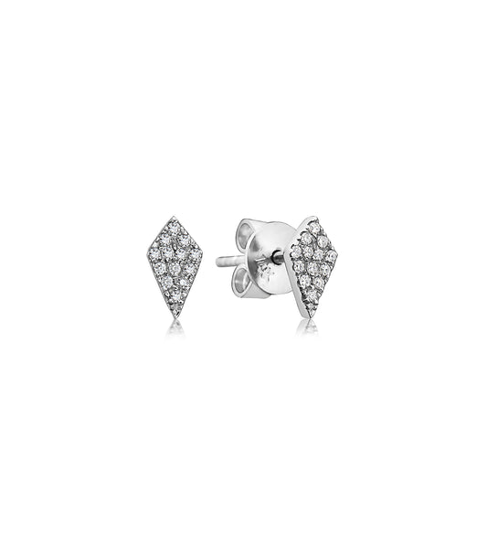 OLIVE & CHAIN Diamond Kite Stud Earring - White Gold, Pair
