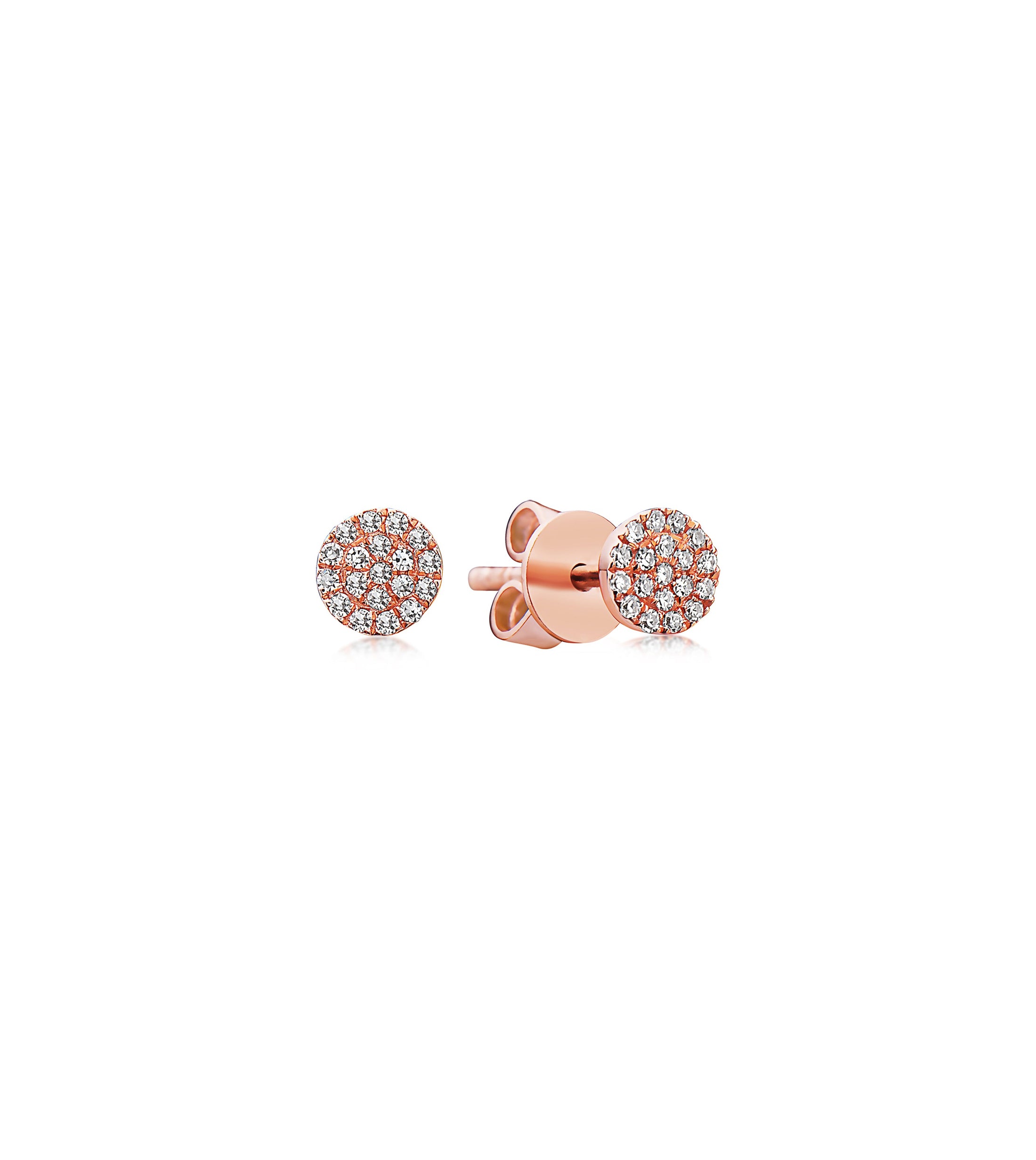 OLIVE & CHAIN Diamond Round Stud Earring - Yellow Gold, Small, Pair
