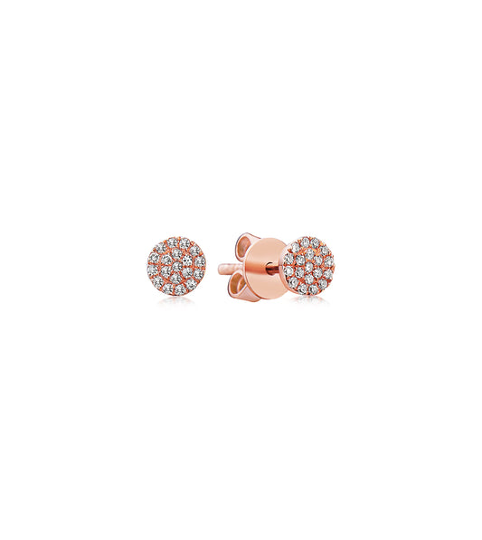 OLIVE & CHAIN Diamond Round Stud Earring - Yellow Gold, Small, Pair