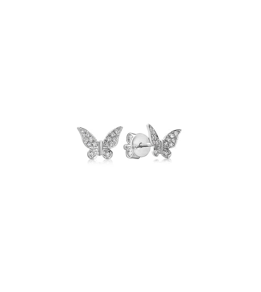 OLIVE & CHAIN Diamond Butterfly Stud Earring - Yellow Gold
