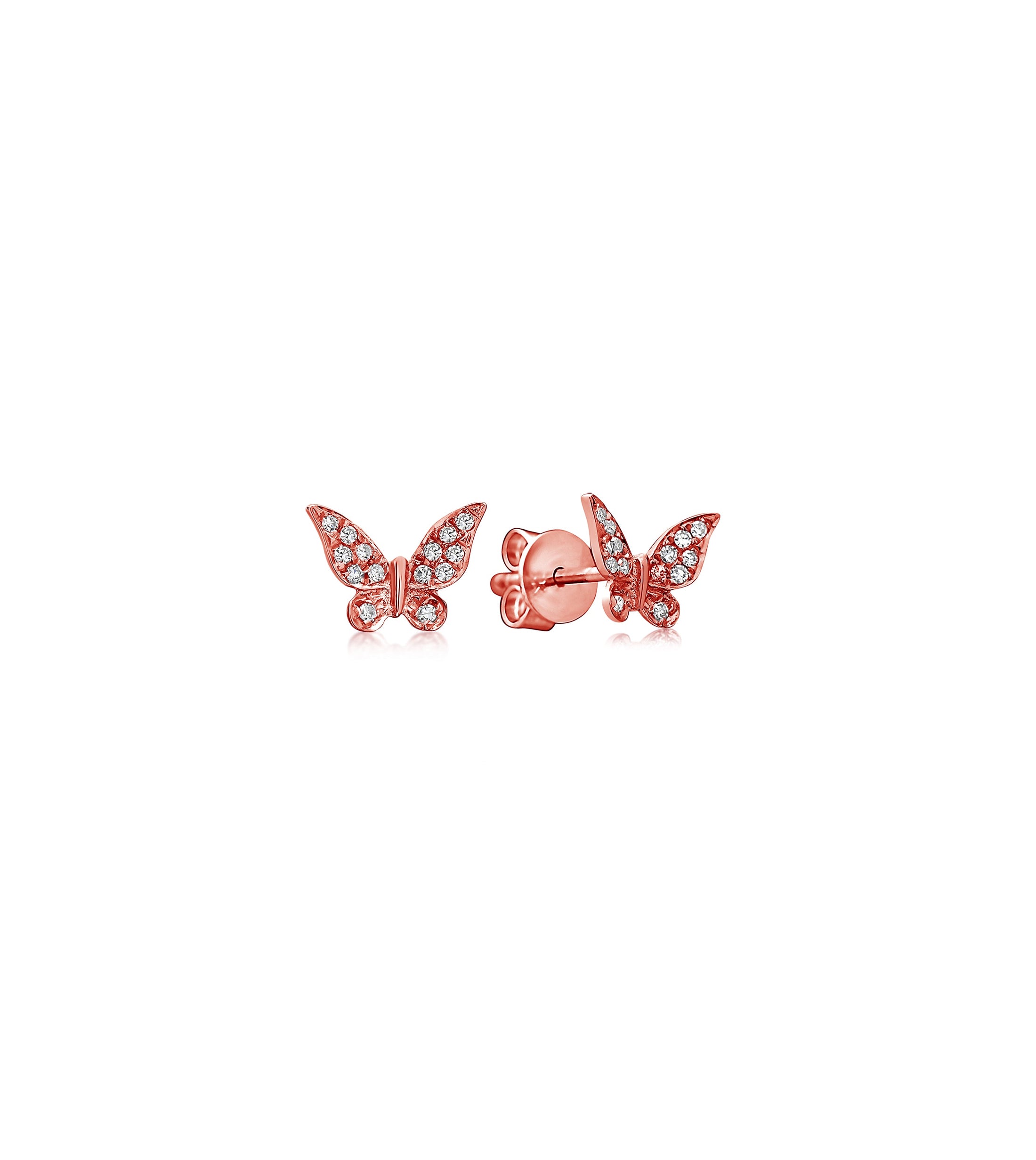 OLIVE & CHAIN Diamond Butterfly Stud Earring - Rose Gold