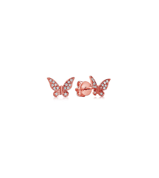 OLIVE & CHAIN Diamond Butterfly Stud Earring - Rose Gold