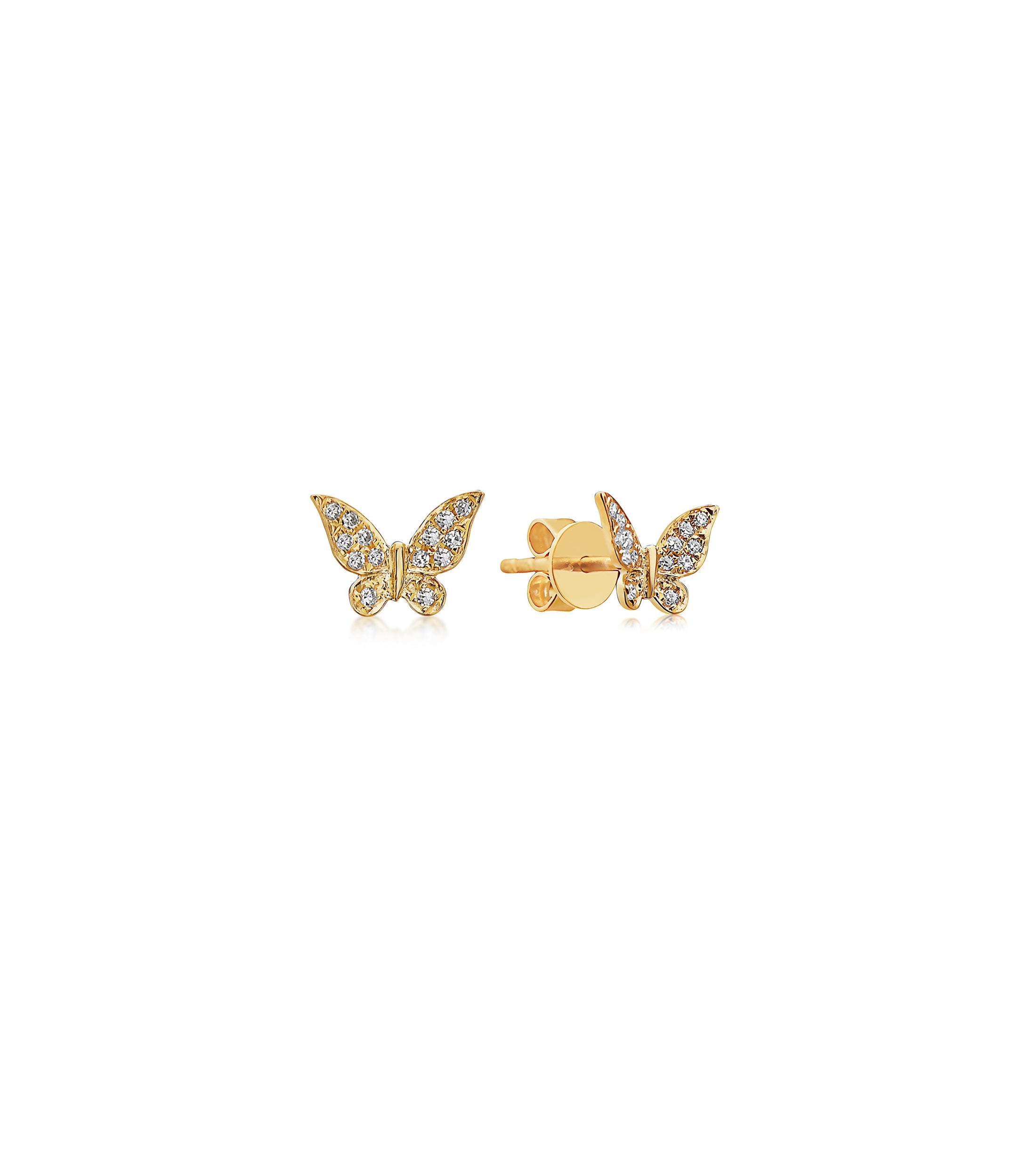 OLIVE & CHAIN Diamond Butterfly Stud Earring - White Gold