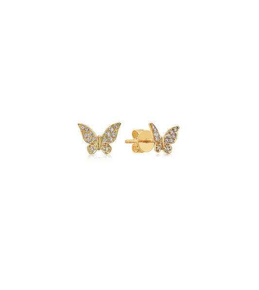 OLIVE & CHAIN Diamond Butterfly Stud Earring - White Gold
