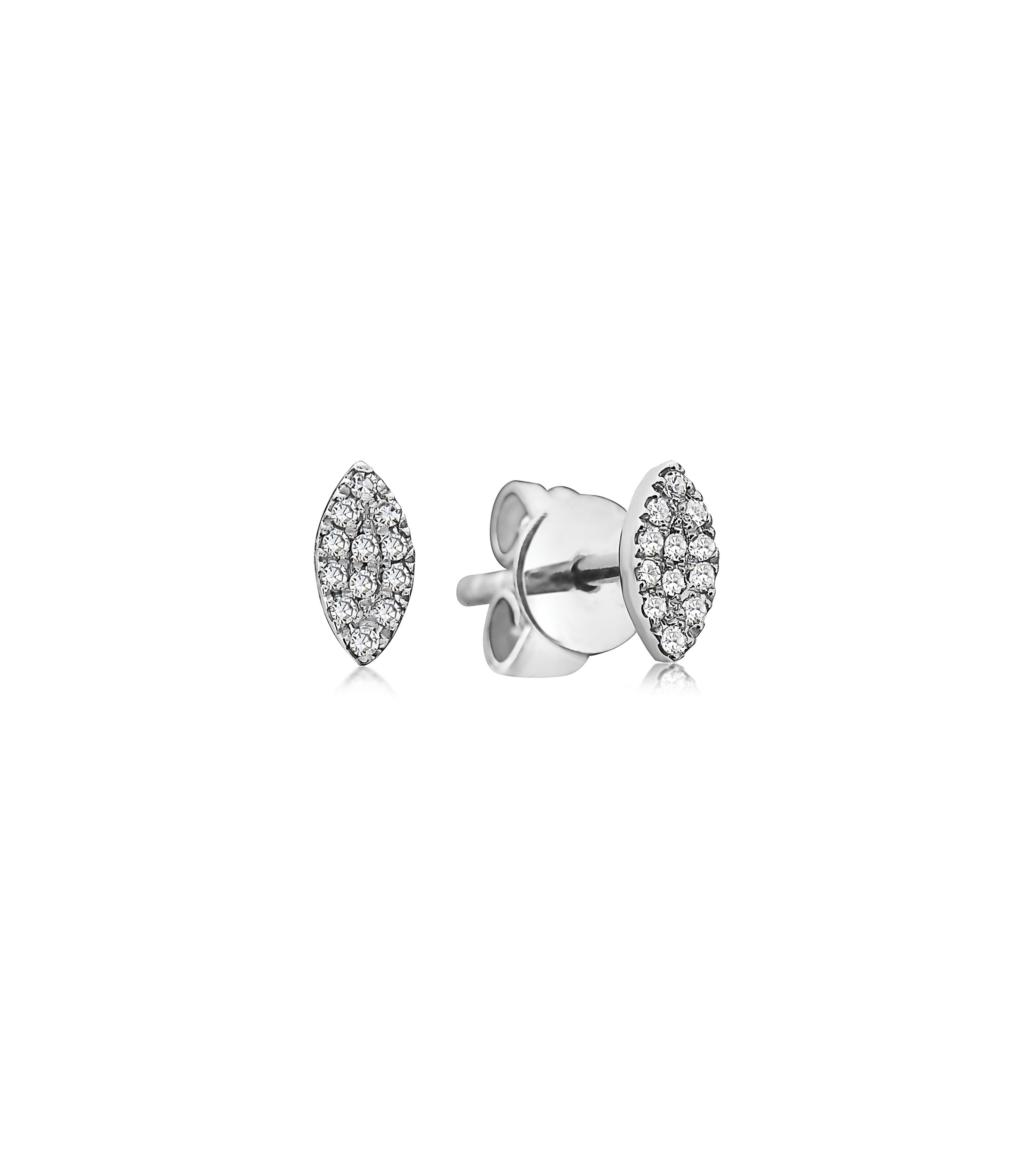 OLIVE & CHAIN Diamond Marquise Stud Earring - Yellow Gold, Small, Single