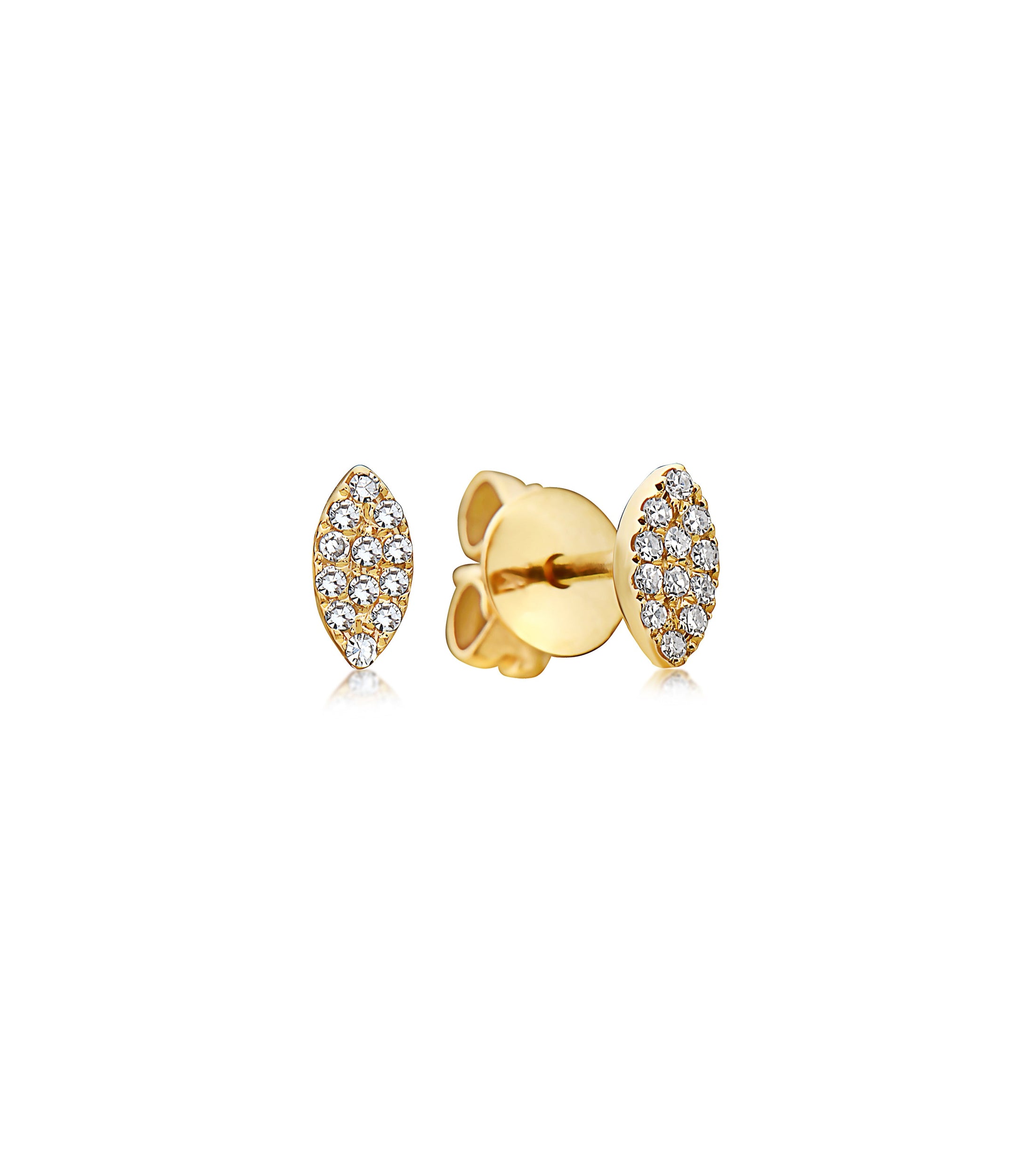 OLIVE & CHAIN Diamond Marquise Stud Earring - Yellow Gold, Small, Pair