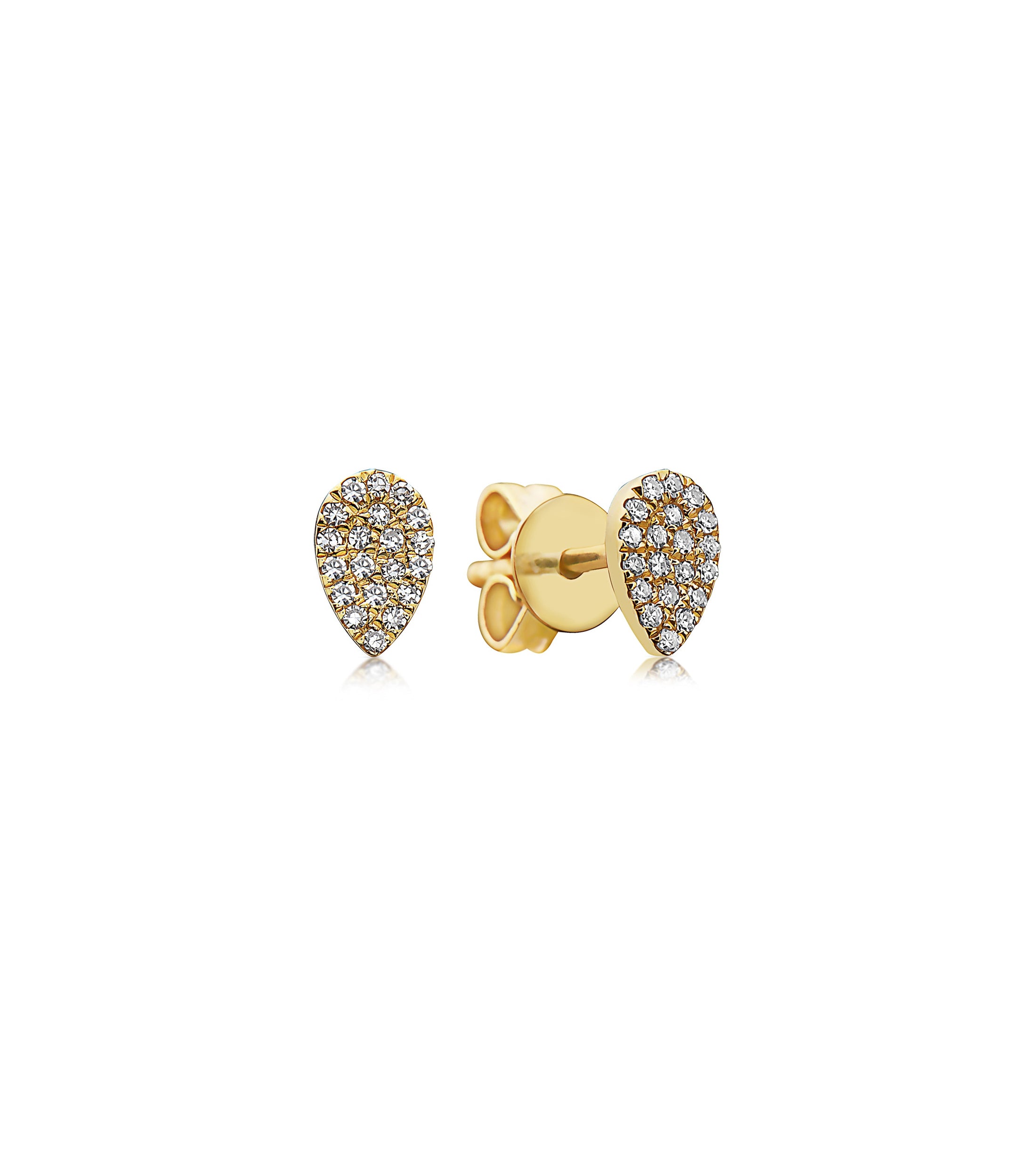 OLIVE & CHAIN Diamond Pear Stud Earring - Yellow Gold, Small, Single