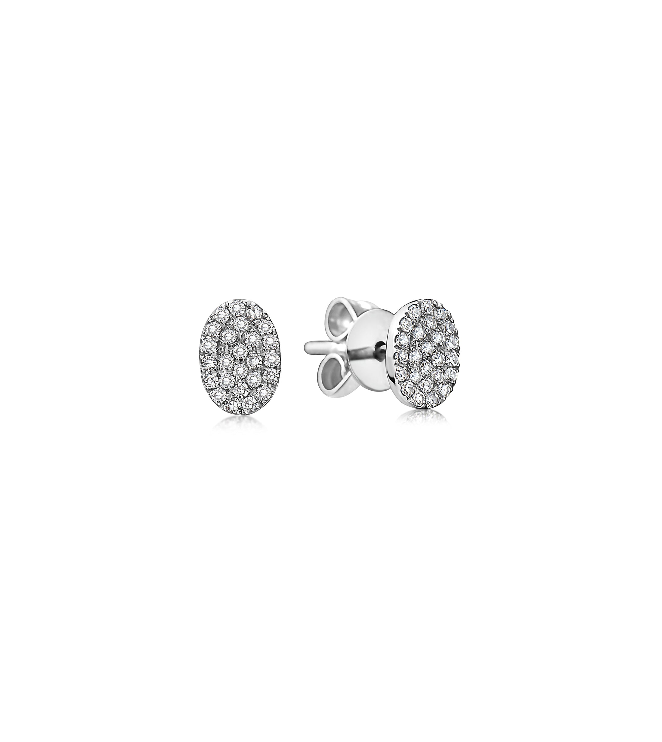 OLIVE & CHAIN Diamond Oval Stud Earring - Yellow Gold, Small, Single