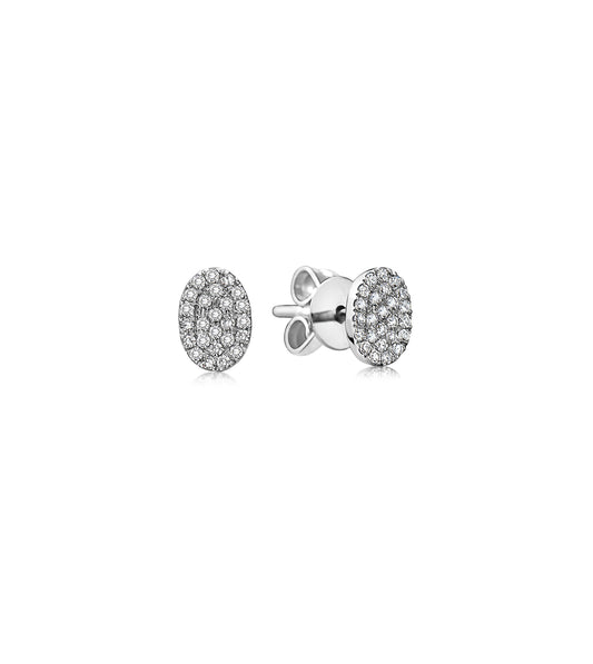 OLIVE & CHAIN Diamond Oval Stud Earring - Yellow Gold, Small, Single