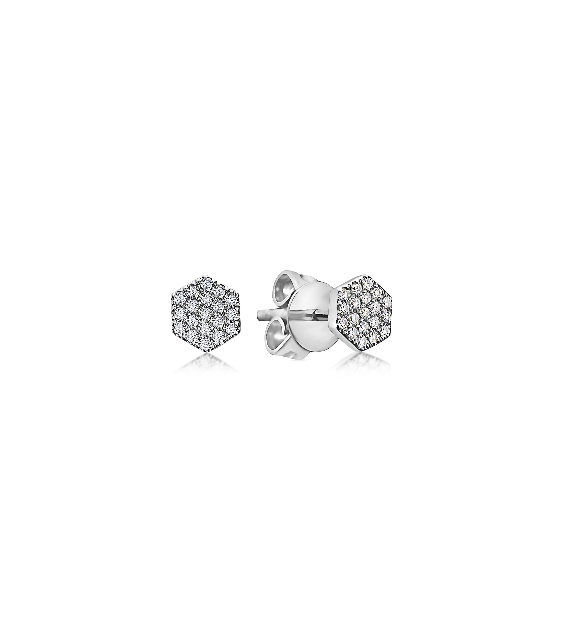 OLIVE & CHAIN Diamond Hexagon Stud Earring - Yellow Gold, Small, Single