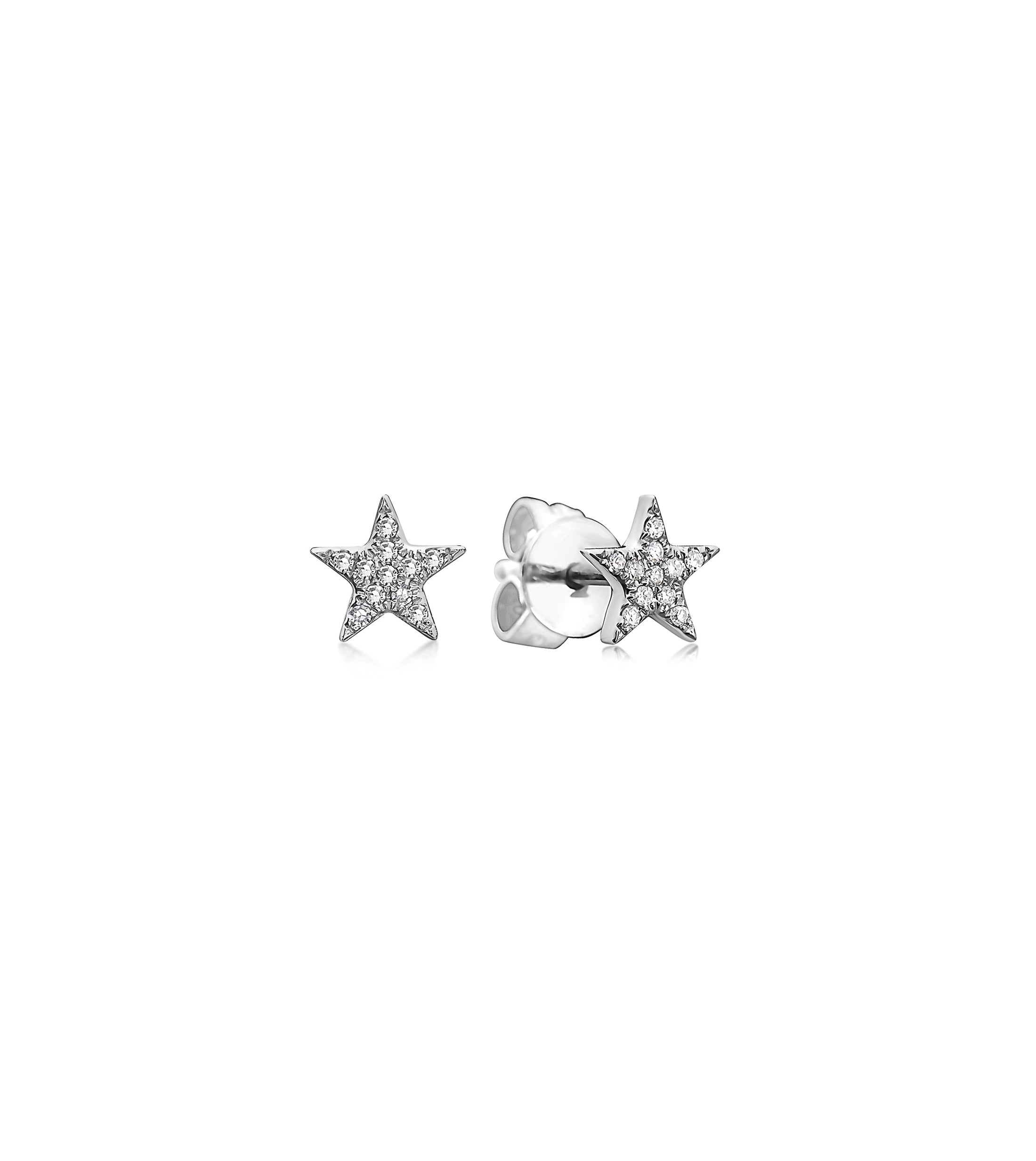 OLIVE & CHAIN Diamond Star Stud Earring - Yellow Gold, Small, Single