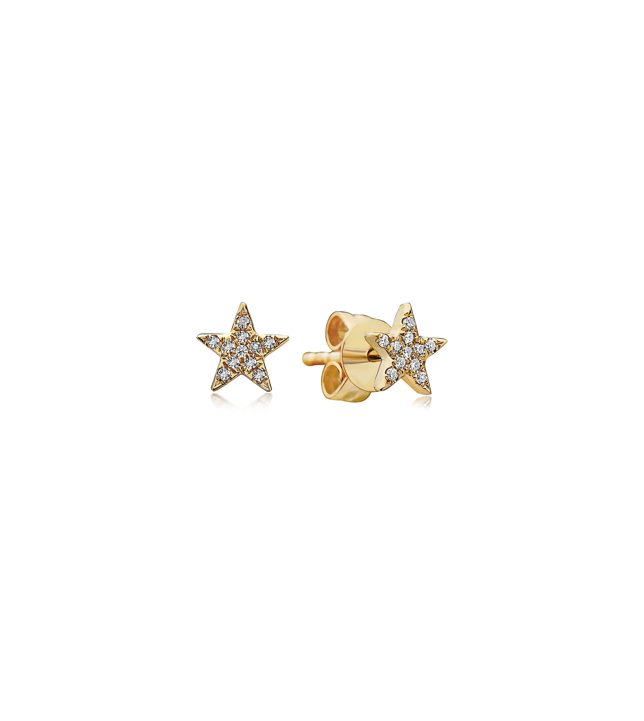 OLIVE & CHAIN Diamond Star Stud Earring - Yellow Gold, Small, Pair